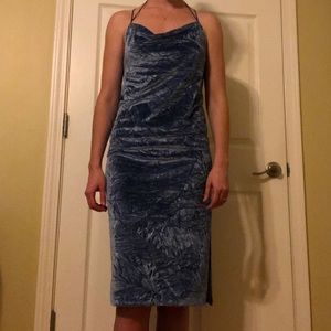 Topshop 90’s Light Blue Crushed Velvet Strappy Dress Size 6